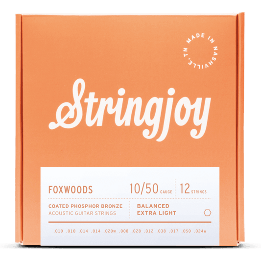 Stringjoy 10-50 12-String Extra Light Gauge Foxwoods - Coated Phosphor Bronze Acoustic Guitar Strings