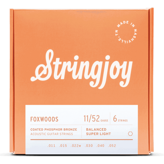Stringjoy 11-52 Super Light Gauge Foxwoods - Coated Phosphor Bronze Acoustic Guitar Strings
