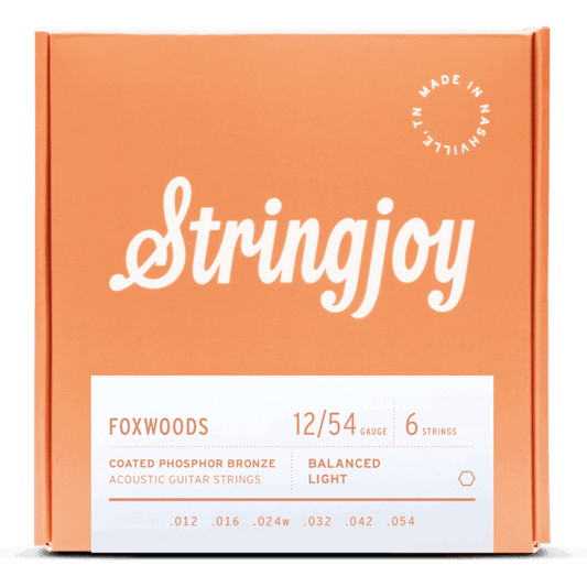 Stringjoy 12-54 Light Gauge Foxwoods - Coated Phosphor Bronze Acoustic Guitar Strings