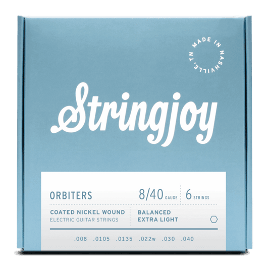 Stringjoy 8-40 Balanced Extra Light Gauge Orbiters - Coated Nickel Electric Guitar Strings