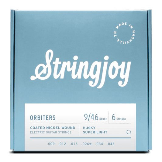 Stringjoy 9-46 Husky Super Light Gauge Orbiters - Coated Nickel Electric Guitar Strings