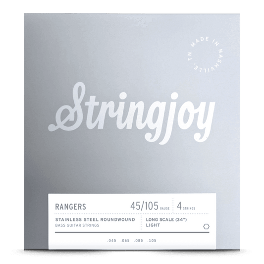 Stringjoy 45-105 Long Scale 4 String Light Gauge Rangers - Stainless Steel Bass Guitar Strings