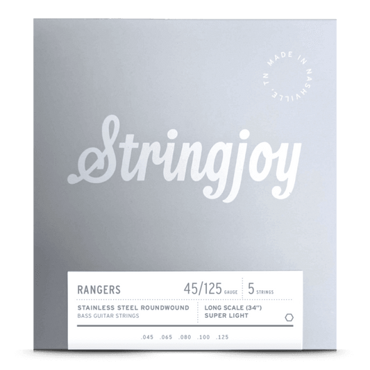 Stringjoy 45-125 Long Scale 5 String Super Light Gauge Rangers - Stainless Steel Bass Guitar Strings